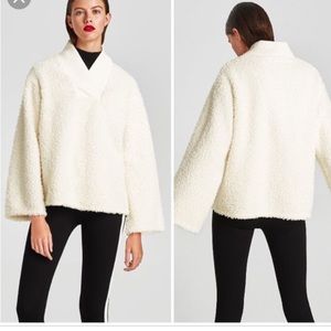 Zara Bouchez fuzzy teddy sweater small